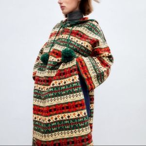Jacquard Wool Blend Poncho